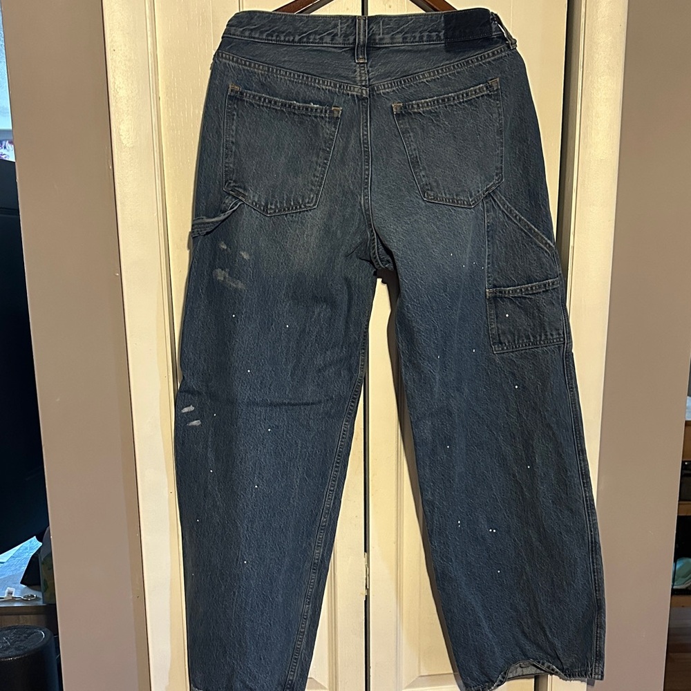 Abercrombie Curve Love Ultra Loose Low Rise Jeans with Paint Splatter 29/8 Long - Picture 4 of 7